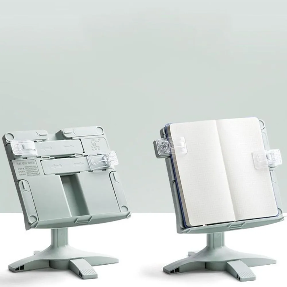 Adjustable Angle Lifting Landing Book Stand with Clip Anti-slip Mat Reading Bookshelf Extendable Plastic Book Holder Student