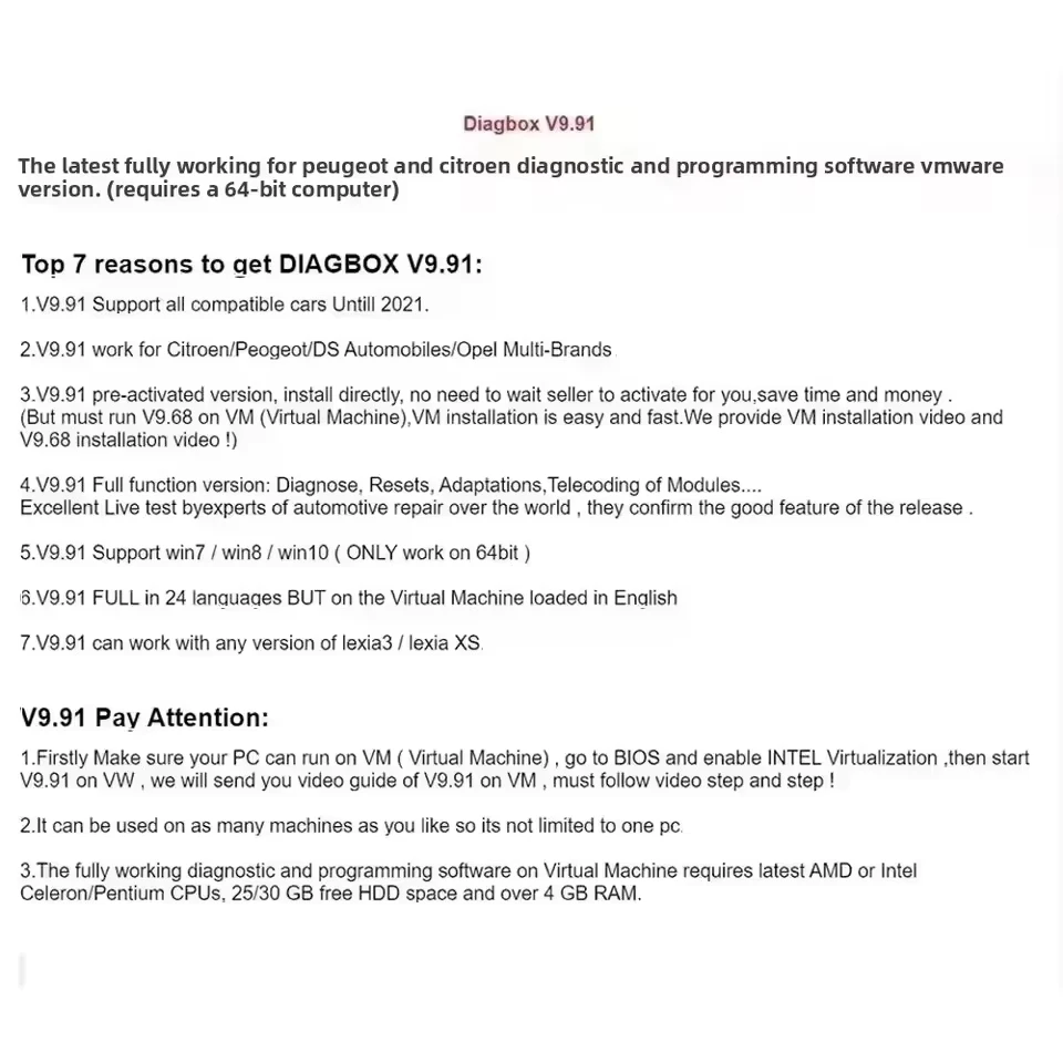 2025 El más nuevo V9.96 9,91 8,55 ​   9,68 Diagbox software de diagnóstico de coche multilingüe completamente funcional para Peug