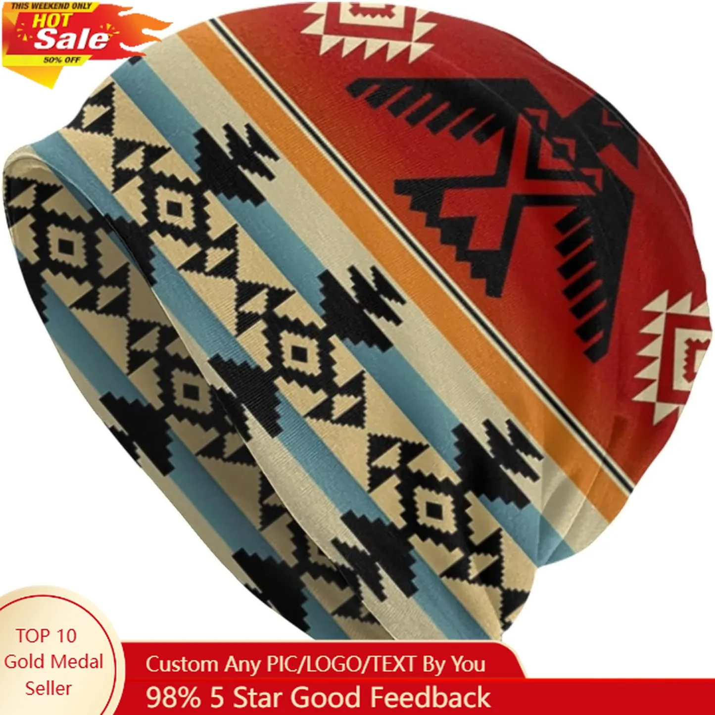 

Native American Beanie Chemo Hat Cancer Headwear Knitted Hats Baggy Slouchy Scarf Cap for Adults Women Men