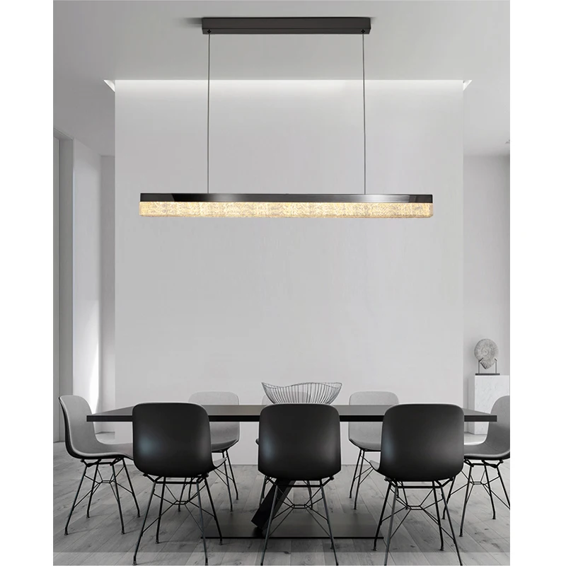 Italian minimalist restaurant chandelier Nordic high-end designer Copper minimalist dining table bar counter long strip lamp