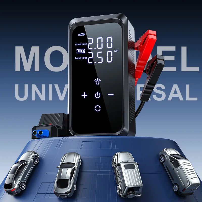 12v Portable Air Pump and Jump Starter 4 In 1 Multifunction Peak current 1000A Car Battery Jump Starter and Tire Inflators