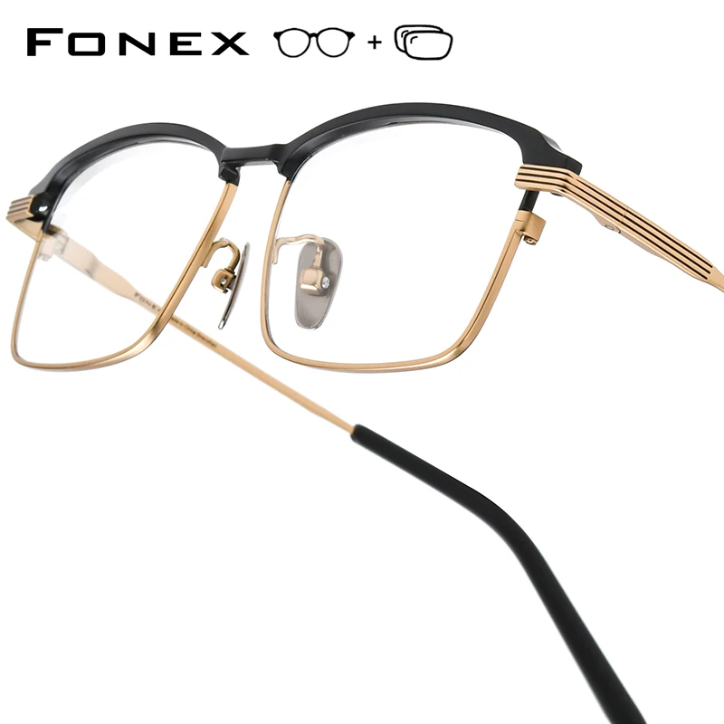 FONEX Progressive Prescription Glasses Myopia Photochromic Optical Lens Eyewear Men Square Titanium Eyeglasses Frame 85927