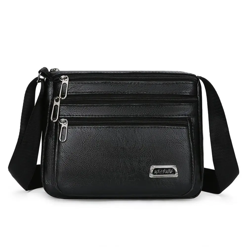 New PU Leather Men\'s Crossbody Bag Waterproof Phone Bag Shoulder Bag Large Capacity Casual Handbag Business Man Messenger Bag