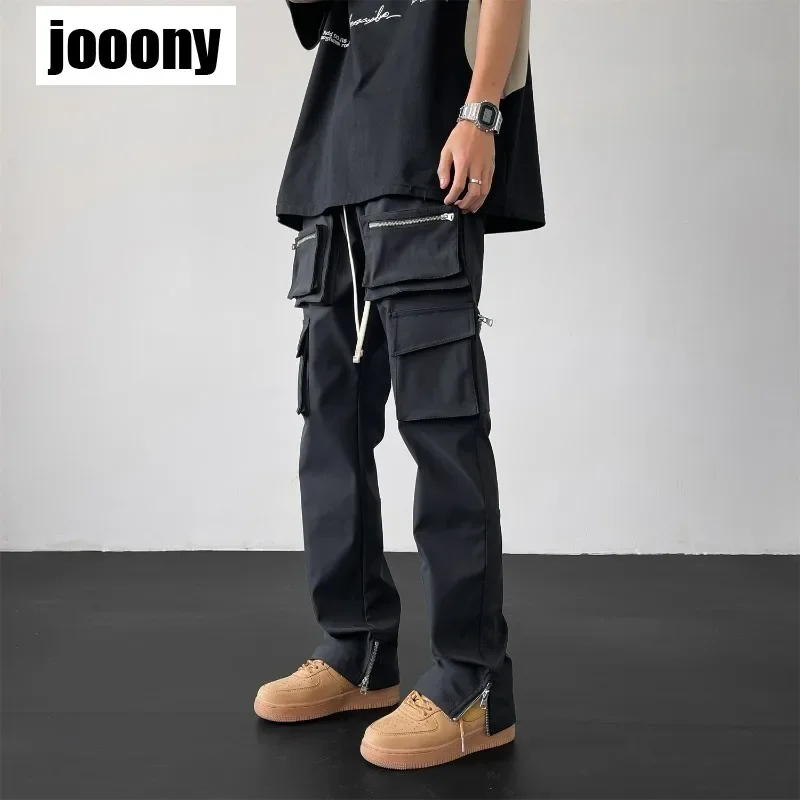 

Trendy Vintage Autumn 2024 Loose Multi-pocket Casual Loose-fit Straight-leg Zip-up Workwear Long Pants American Streetwear Style
