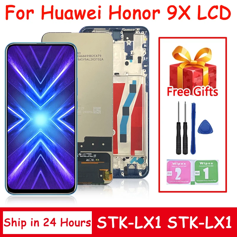 STK-LX1 Премиум ЖК-дисплей для Huawei Honor 9X, глобальный дисплей, дигитайзер сенсорного экрана в сборе для Honor 9X, ЖК-рамка премиум-класса