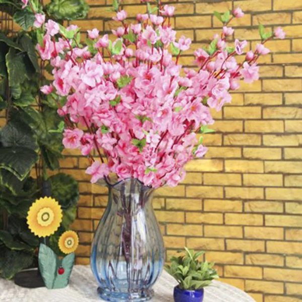 

10Pcs Artificial Peach Blossom Silk Flowers Pink 60cm Simulation for Home Office Party Banquet Decoration