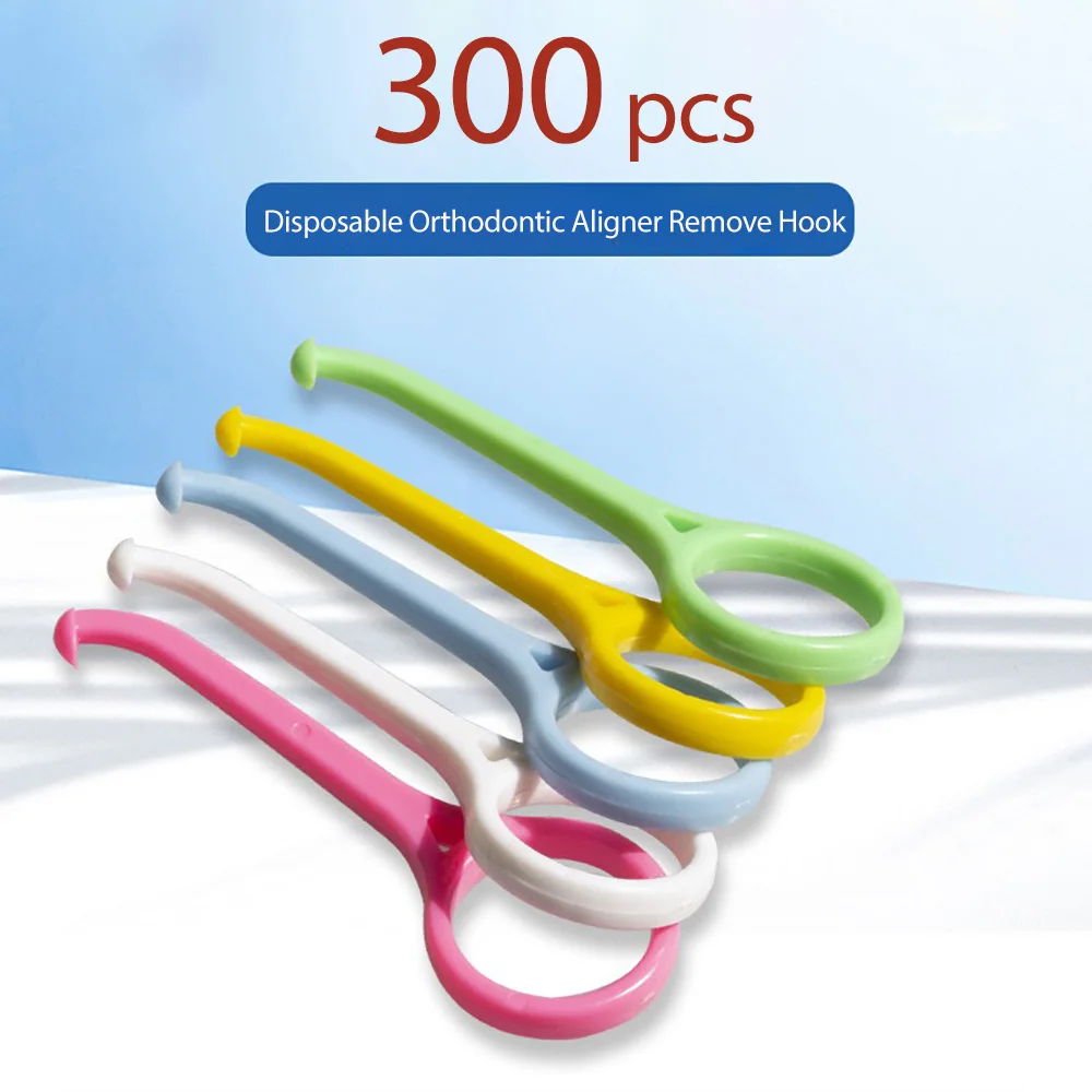 

300 pcs Orthodontic Aligner Removal Tool Braces Extractor Nice Invisible Removable Braces Clear Oral Care Remove Plastic Hook