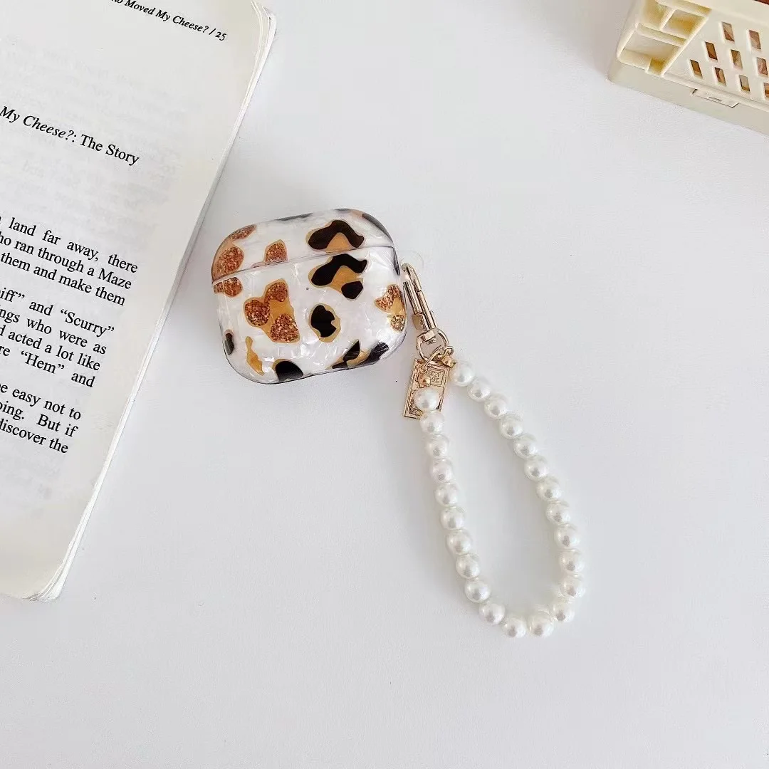 Dreamy Pearl Shell Soft Case For AirPods 4 USB C Case with Keychain Wireless Earphone Case Leopard Protective Cover For Airpods4