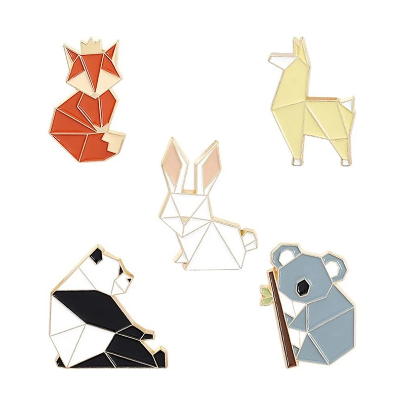 10 PCS Animal Enamel Pins Set Cartoon Fox Panda Koala Alpaca Rabbit Lapel Pin Brooches Badges For Backpacks Jackets