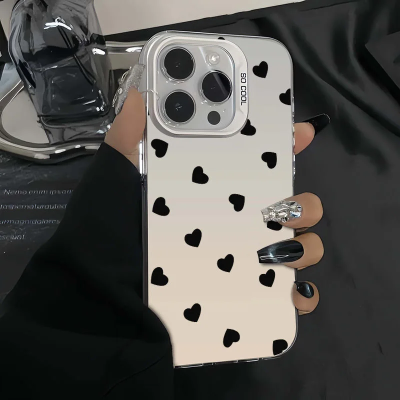 Polka Dot Heart Phone Case For IPhone 16 15 14 13 12 11 Pro Max X XR XS 7 8 Plus Mini SE 2020 2022 Mobile Case