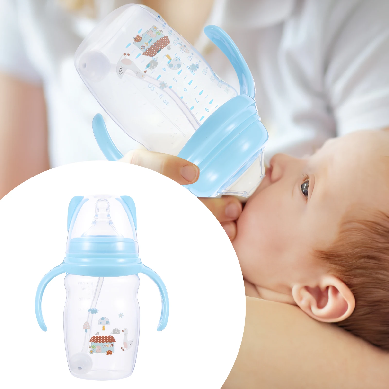 

Anti-bloating Straw Bottle Baby Drinking Cup with Handle Toddler Newborn Milk Feeding