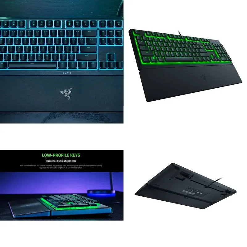 

Low Profile Keys Silent Membrane Switches Chroma RGB Lighting Ergonomic Wrist Rest Snap Tap For Ornata V3 X Gaming Keyboard
