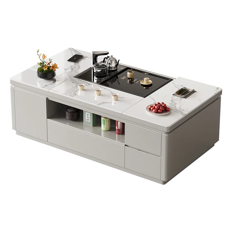 

Advanced rock board tea table, adjustable coffee table, simple living room dual-use, automatic intelligent boiling water
