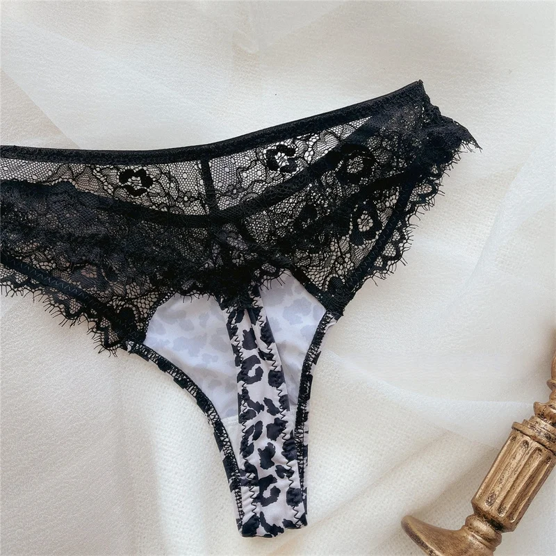 French Ultra-thin Bra Set Sexy Leopard Lace Style Women Underwear Wire-Free Triangle Cup Comfortable Lingerie and Thong Set