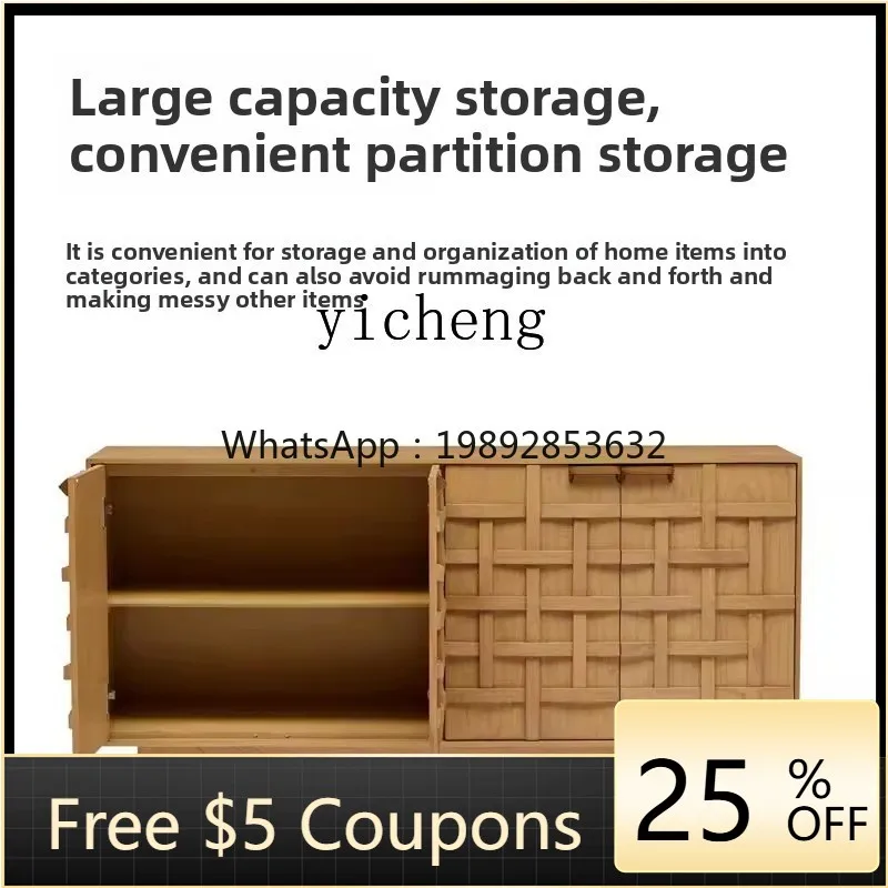 

YY French Retro Sideboard American Carved Solid Wood TV Cabinet Wabi-Sabi Style Display Cabinet