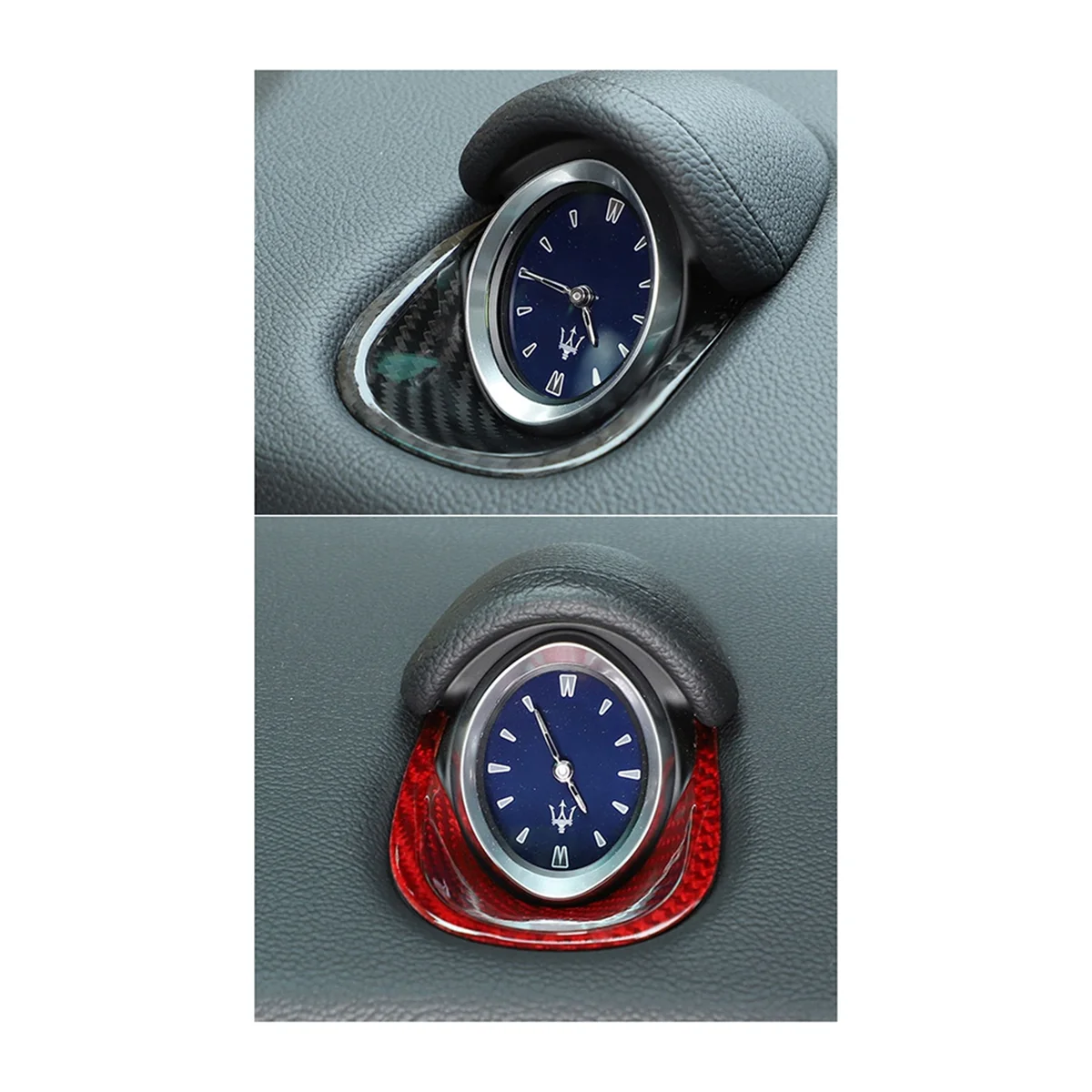 Car Interior Dashboard Clock Decoration Frame Carbon Fiber Modified Sticker for 2014-2021 Red