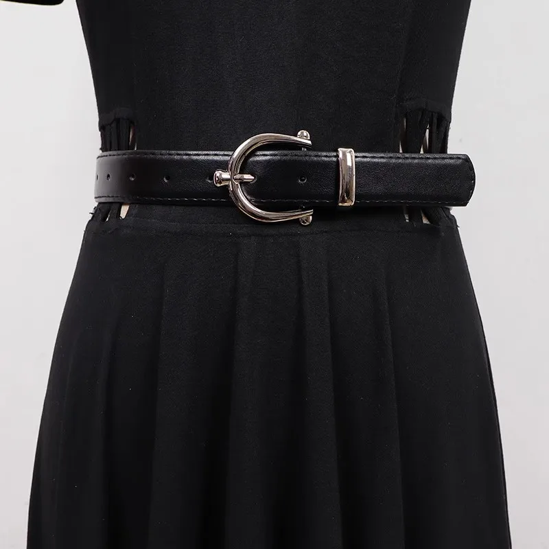 

Женский корсет из искусственной кожи с серебряной пряжкой Fdemale, поясное пальто, платье с поясом, узкий ремень J799