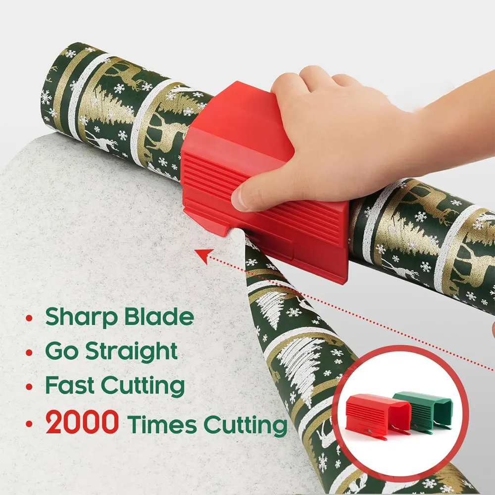 1 cortador de papel para envolver regalos, una herramienta de corte manual eficiente y portátil adecuada para álbumes de recortes y confeccionar regalos.