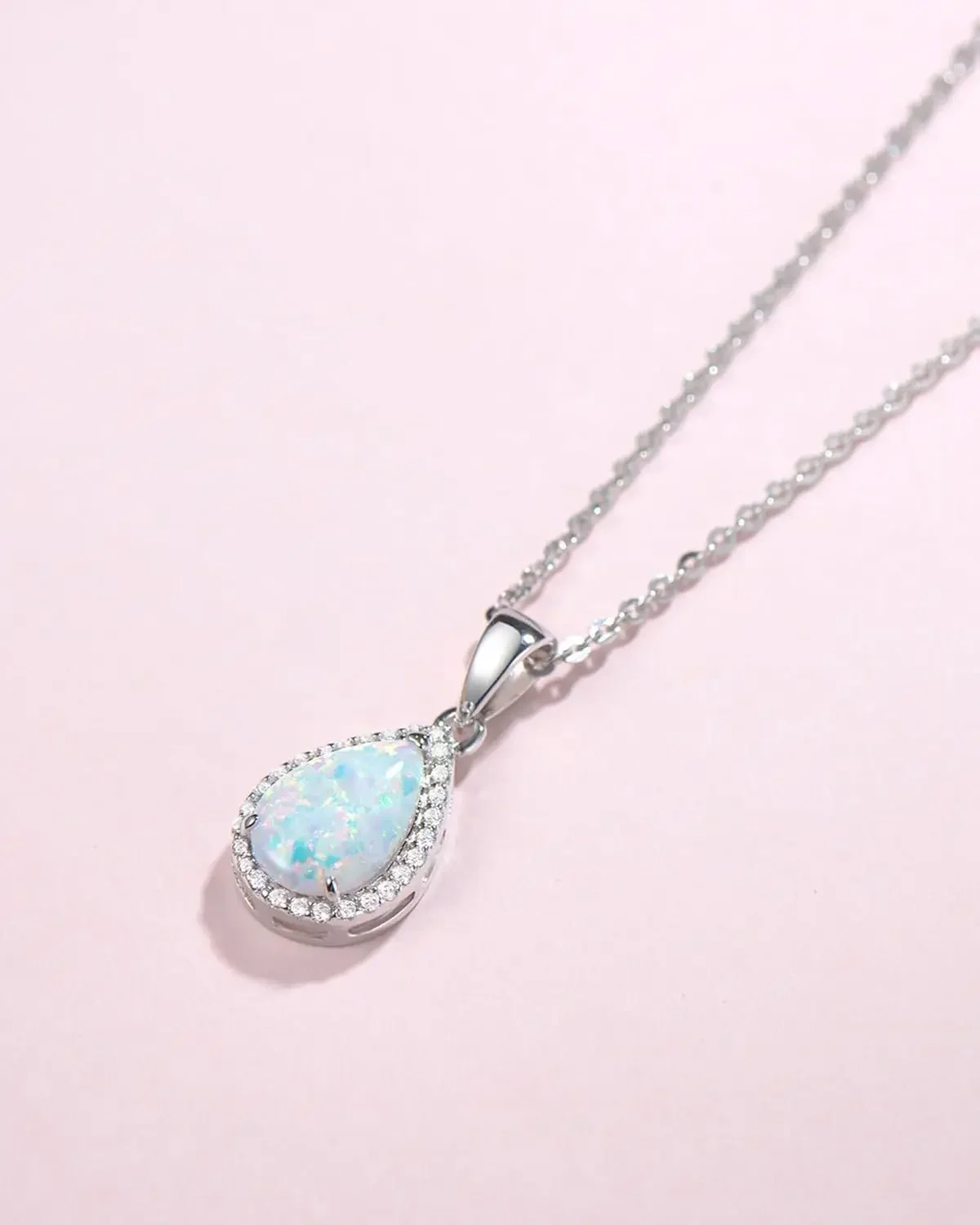 Fashion Colorful Sequin Teardrop Shape Necklaces Silver Lace Pendant Necklace for Women Graduation Party Jewelry Gift image 2