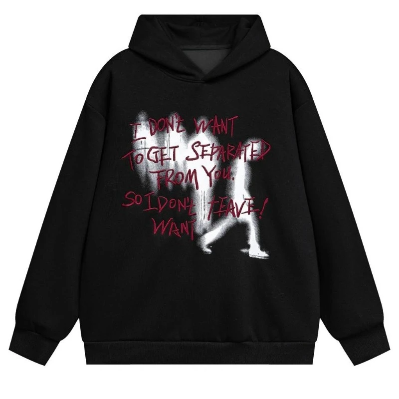 

Street abstract print pullover sports hoodie, street casual loose and versatile autumn and winter men's and women's clothing