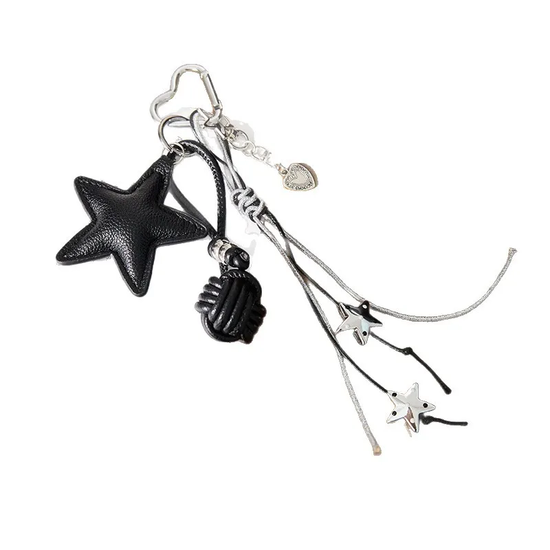 Sweet Leather Star Couple Keychain Cute Korean Bag Charm Bling Backpack Decoration Pendant Gifts Trendy Accessories