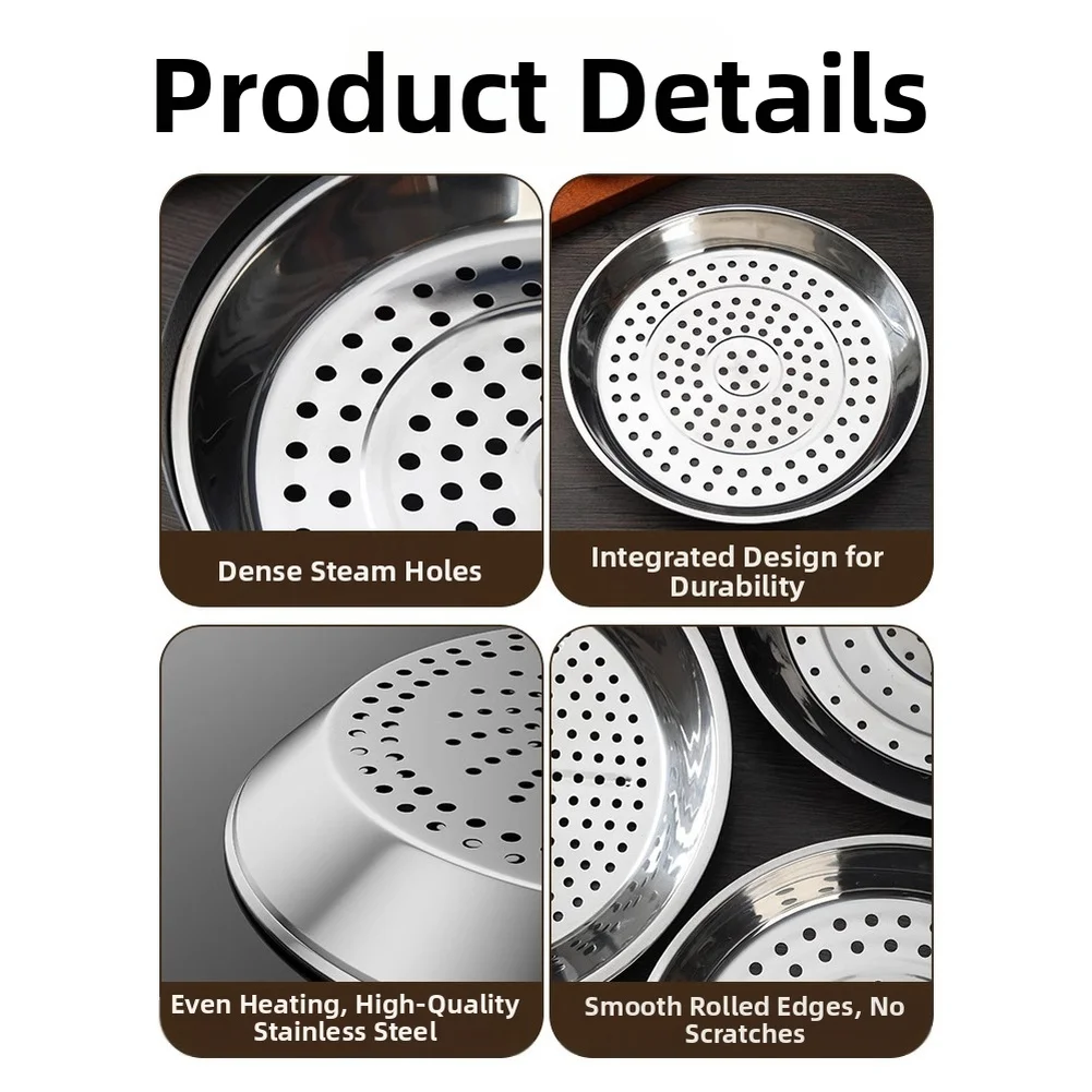 Stainless Steel Steamer Basket for Wok Constructed from 316 Stainless Steel with Dense Holes and Thickened Design