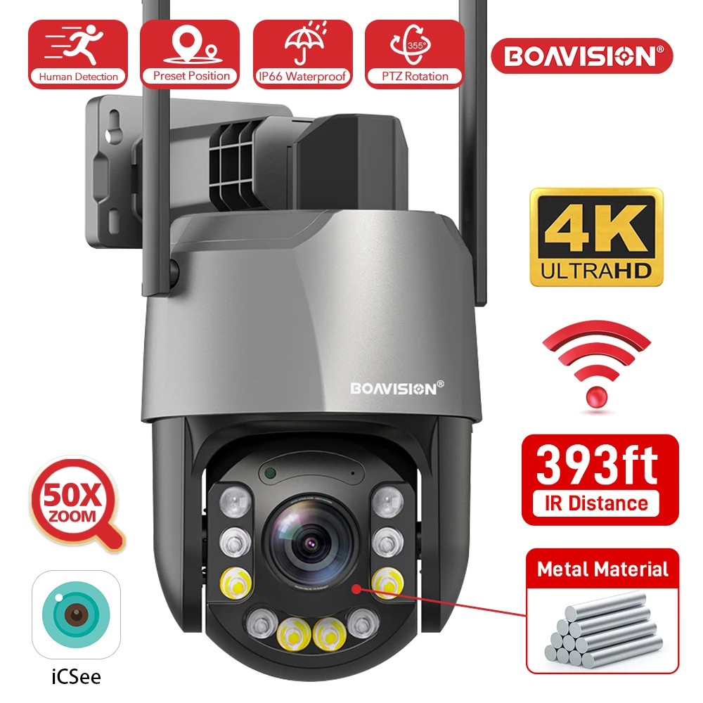 5MP 8MP 50X ZOOM WIFI PTZ Sicherheit Kamera Humanoiden Erkennung 120M IR Nachtsicht Metall Im Freien Wasserdichte überwachung Kamera