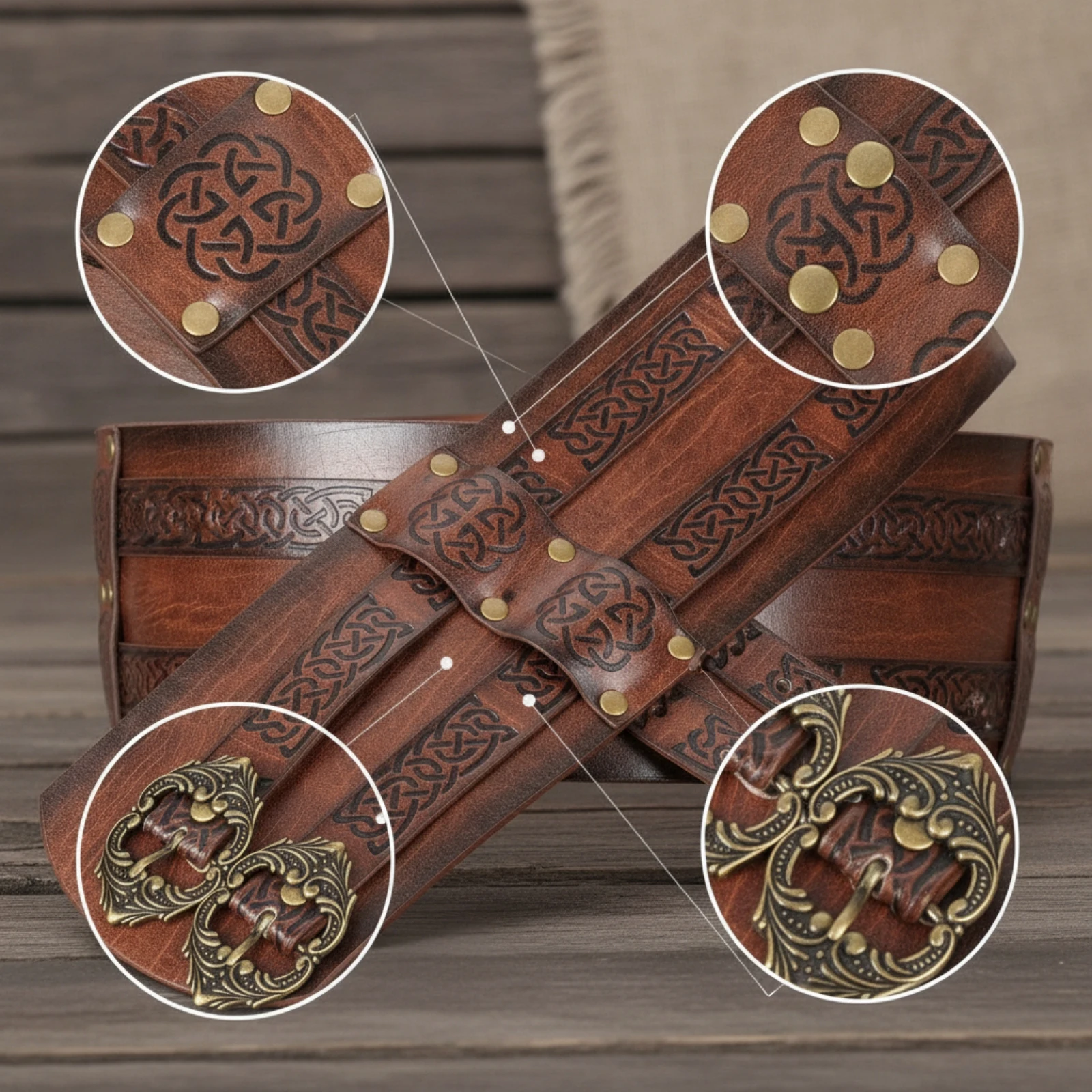 Embossed Waist Belt Medieval Waist Belt with Buckle Viking Adjustable for Cosplayers, Cosplay, Halloween
