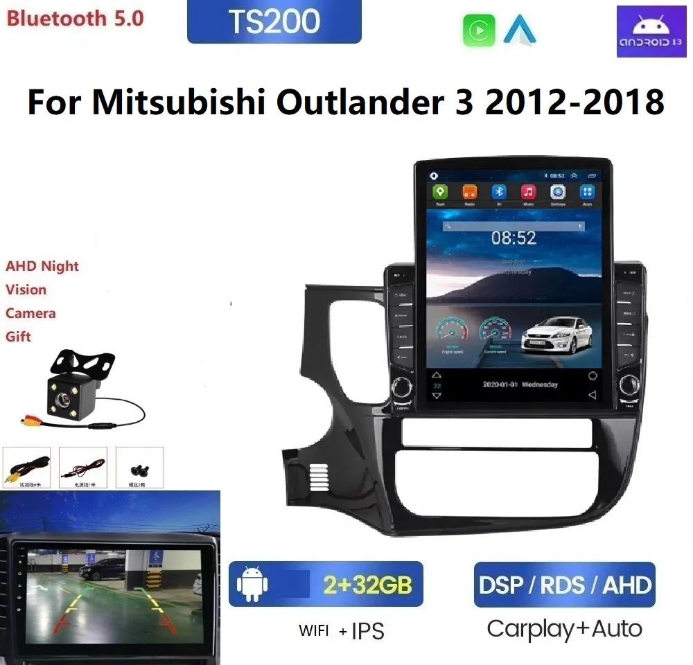 Android 2.5D screen IPS DSP Car DVD Player For Mitsubishi Outlander 3 2012-2018 2+32GB WIFI GPS BT Stereo SWC