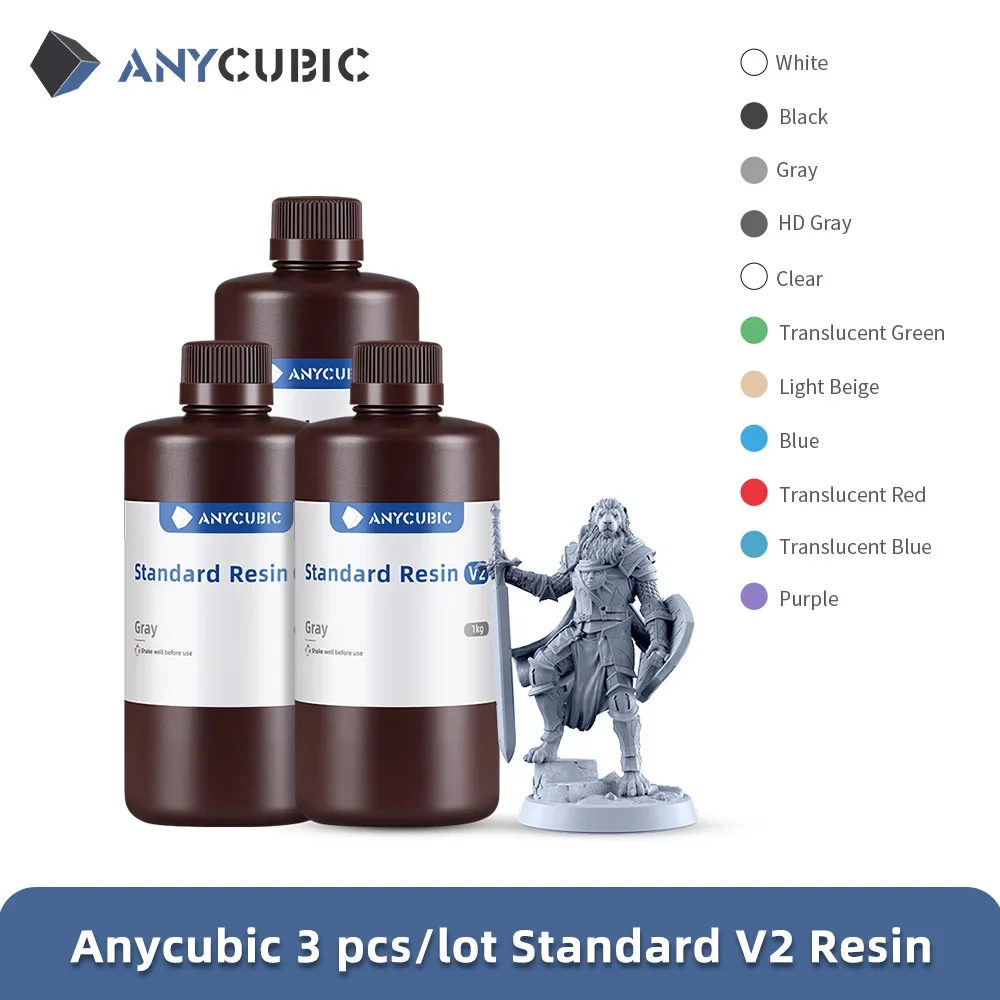 

3 кг ANYCUBIC 405 нм UV Standard Resin V2 для 3D-принтера Photon Mono X, фотополимерная смола для LCD-печати, УФ-чувствительный материал для 3D-печати