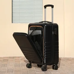 Nuove valigie da viaggio con ruote Bagagli rotanti Valigia trolley aperta anteriore femminile valigia da 20'' valigia da 10 kg ruota per aereo