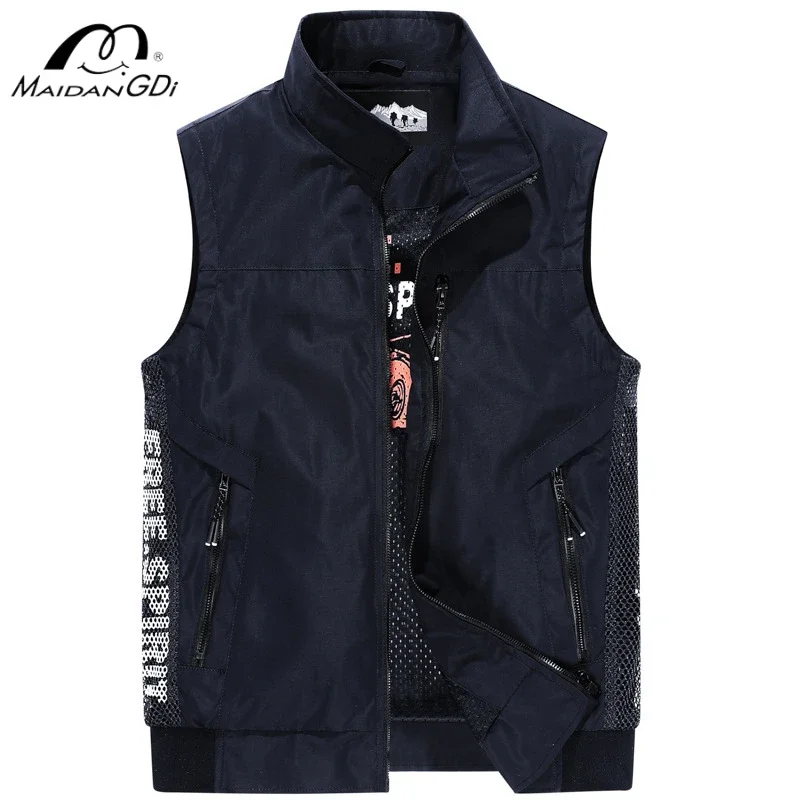 MAIDANGDI Quick drying vest men's standing collar  spring sleeveless vest arge and thin workwear  shoulder jacketsports outdoor