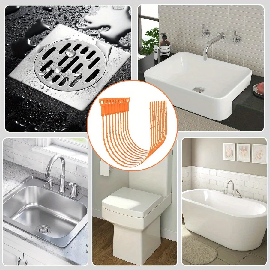 10Pcs Drain Clog Remover Tool Hair Snake Drain Hair Catcher for Shower Kitchen Sink Bathroom Tub Sewer