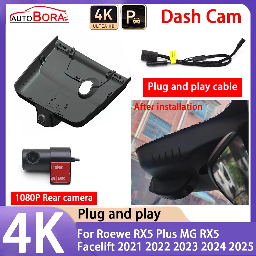 

AutoBora 4K 2160P Car Camera Plug and Play UHD Dash Cam Night Vision for Roewe RX5 Plus MG RX5 Facelift 2021 2022 2023 2024 2025