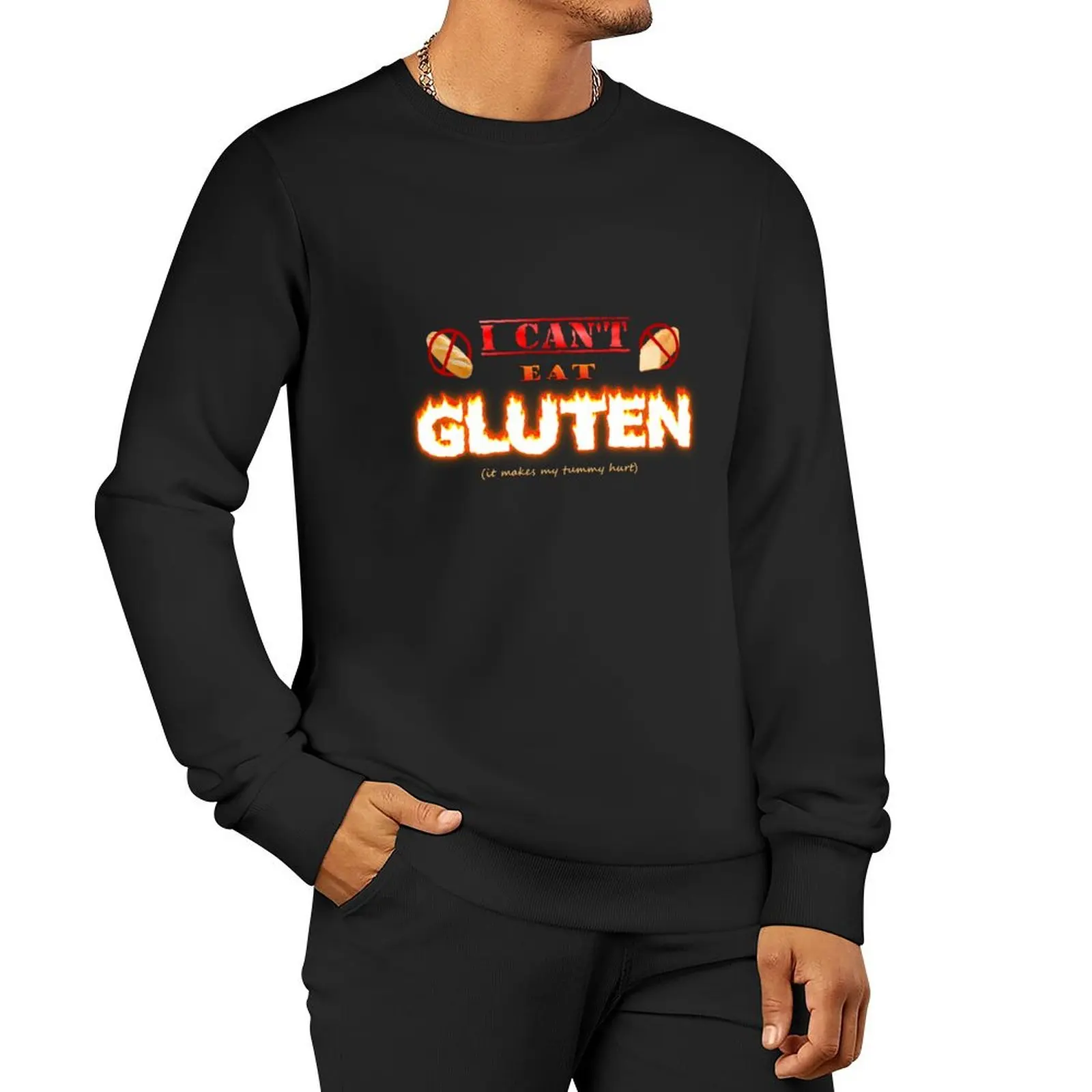 

I can't eat gluten it makes my tummy hurt gluten intolerant celiac meme Sweatshirt tracksuits autumn clothes men's sweatshirts