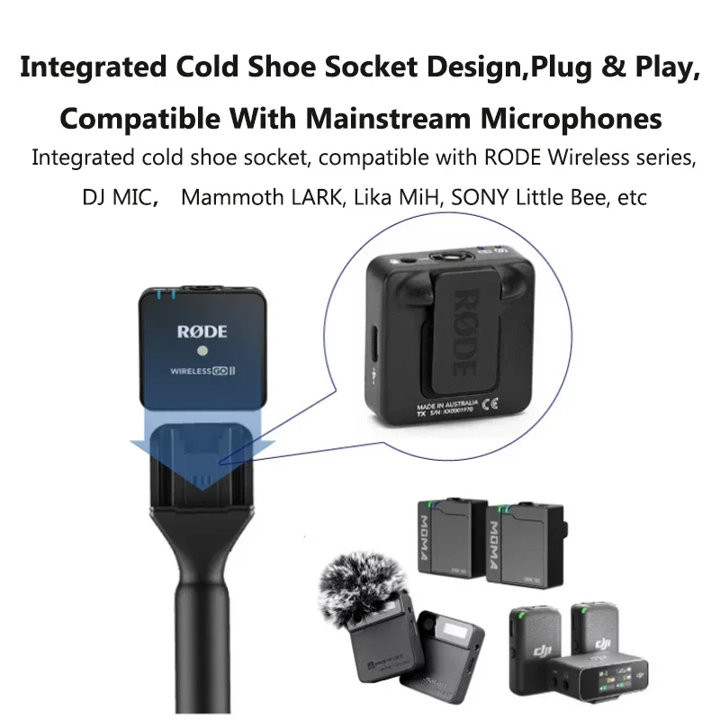 Handheld Stick Wireless Microphone Handheld Adapter Square Logo Interview Box For DJI Mic/Moma/Rode Go/Relacart Microphones