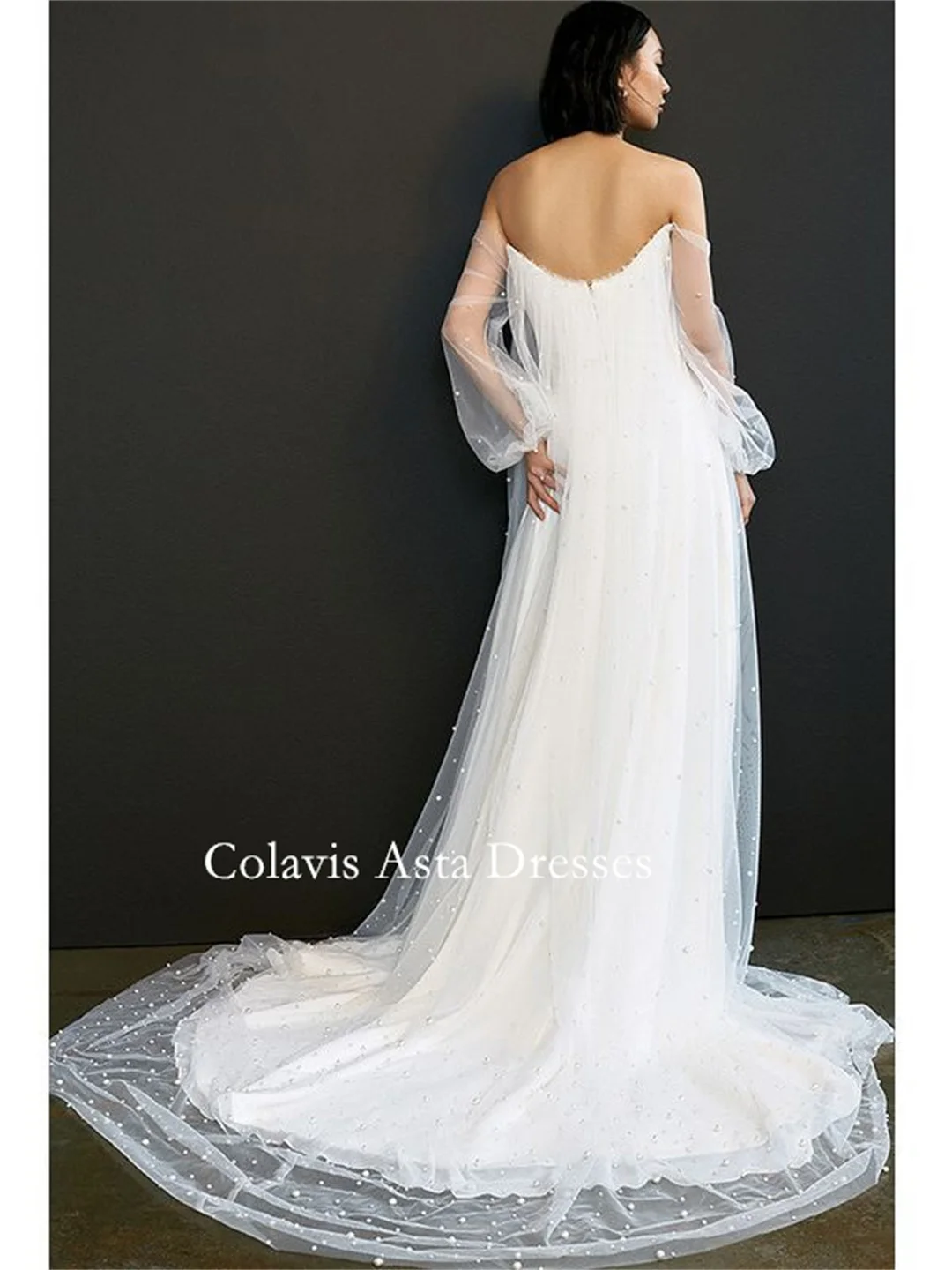 Colavis Asta Elegant Wedding Dresses Off Shoulder  프롬드레스  Korea Pearls Tulle Photoshoot Outdoor Bride Gowns Party Women Bride