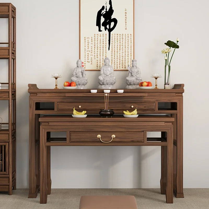 Black walnut solid wood offering table Incense table Household Buddhist hall Buddhist table Chinese modern Gongtai