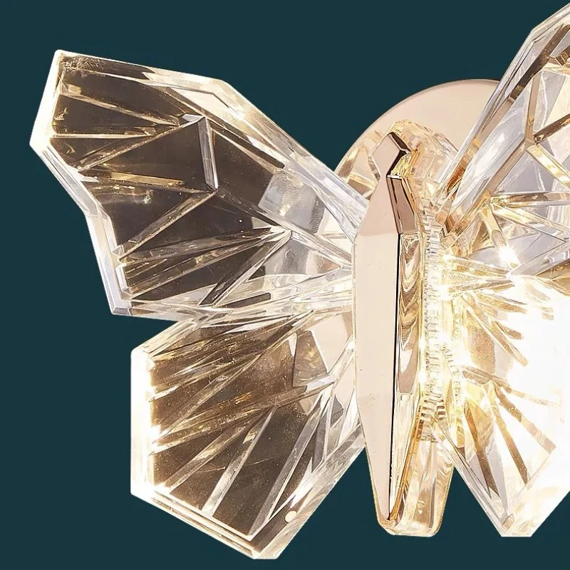 Luxury Butterfly Wall Lamps Home Decoration Salon Luminaria Simple Living Room Hallway Bedroom Bedside Lamps