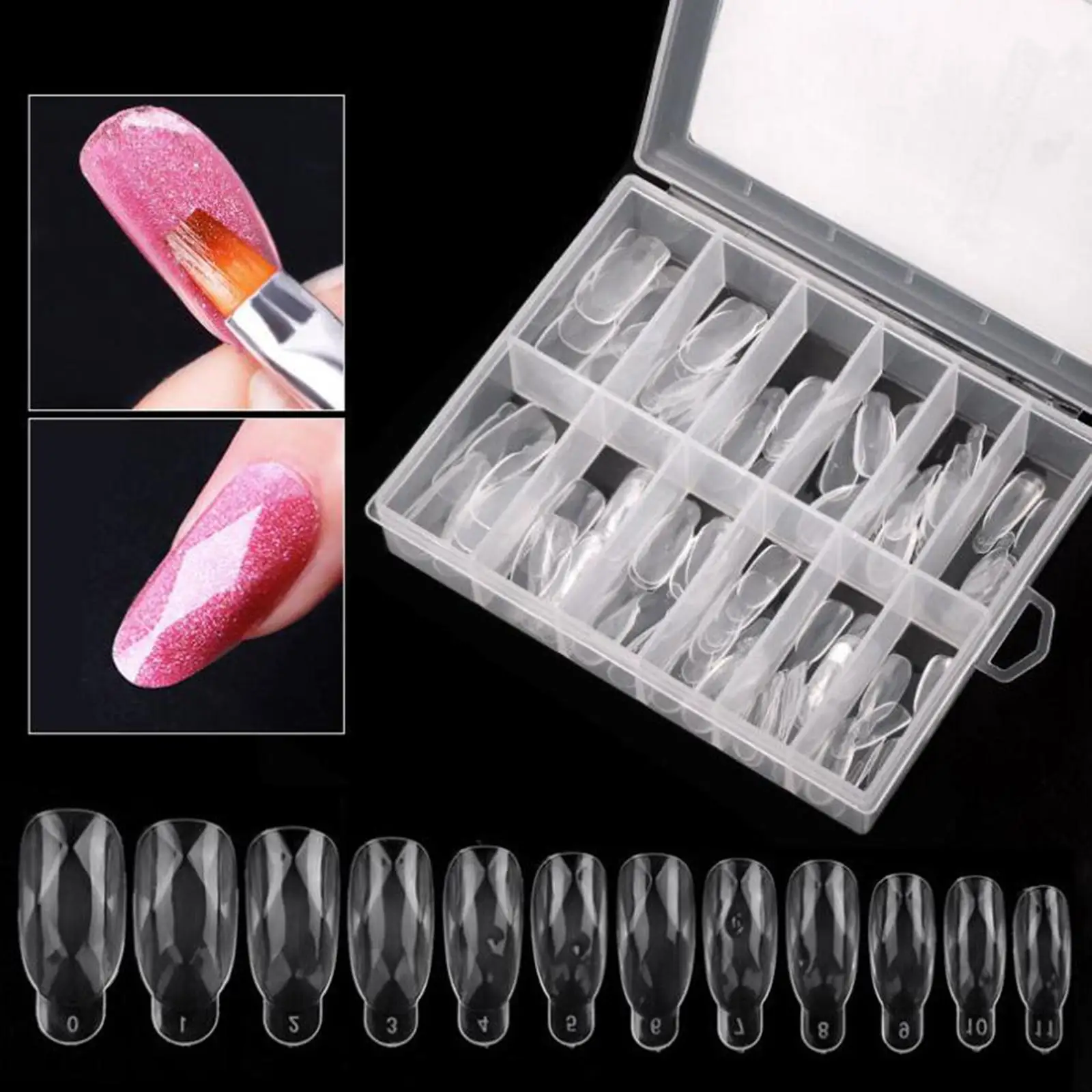 

120box Fingernail Tips Nail Form Mold Diamond Shape ABS Nail Art Mold Quick Building Artificial Nail Tips for Home Use Salon