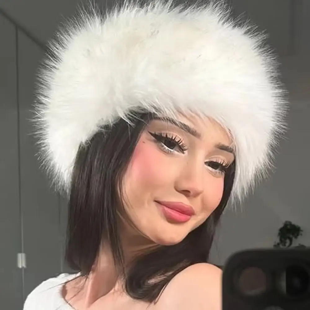 Mode namaakbont namaakbont hoofdband wollen hoed Koreaanse stijl lege top bontmuts All-match dikker warm bont Headwrap Outdoor