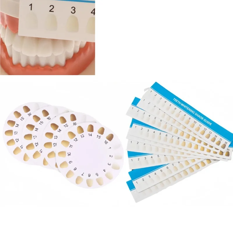 10pcs Teeth Whitening Shade Guide 16 Shades Teeth Whitening Color Chart Dental Cold Light Whitening Color Comparison Card