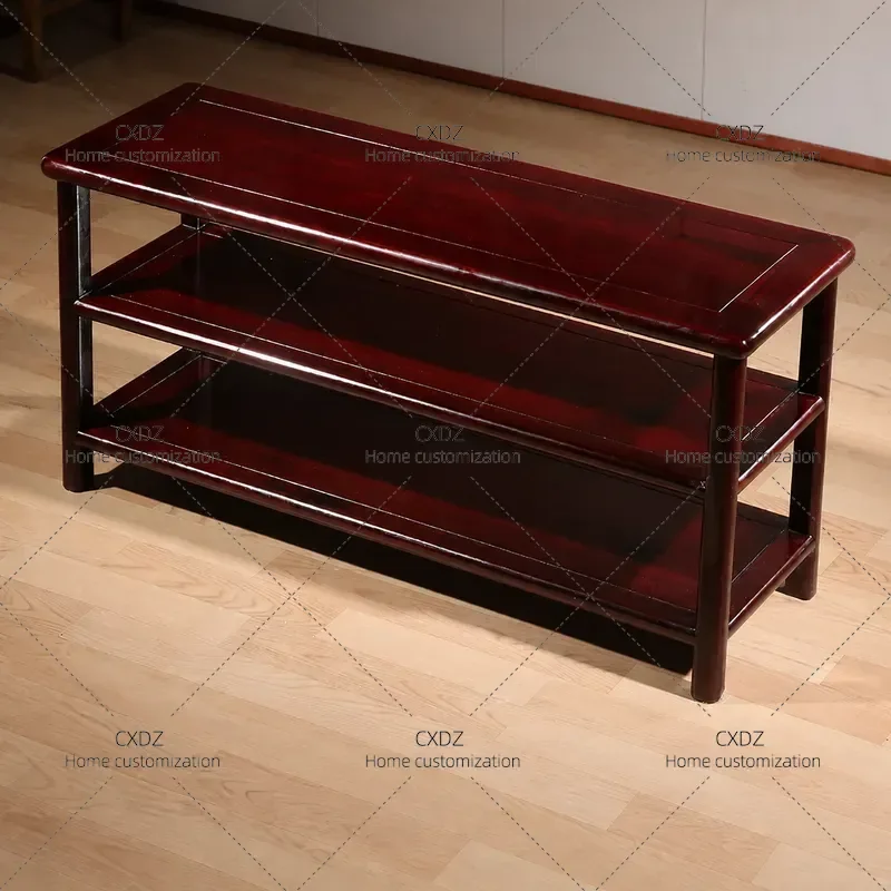 African Rosewood Solid Wood Shoe Rack Multi Layer Storage Cabinet Simple Household Entryway Bench Shelf Chinese Style