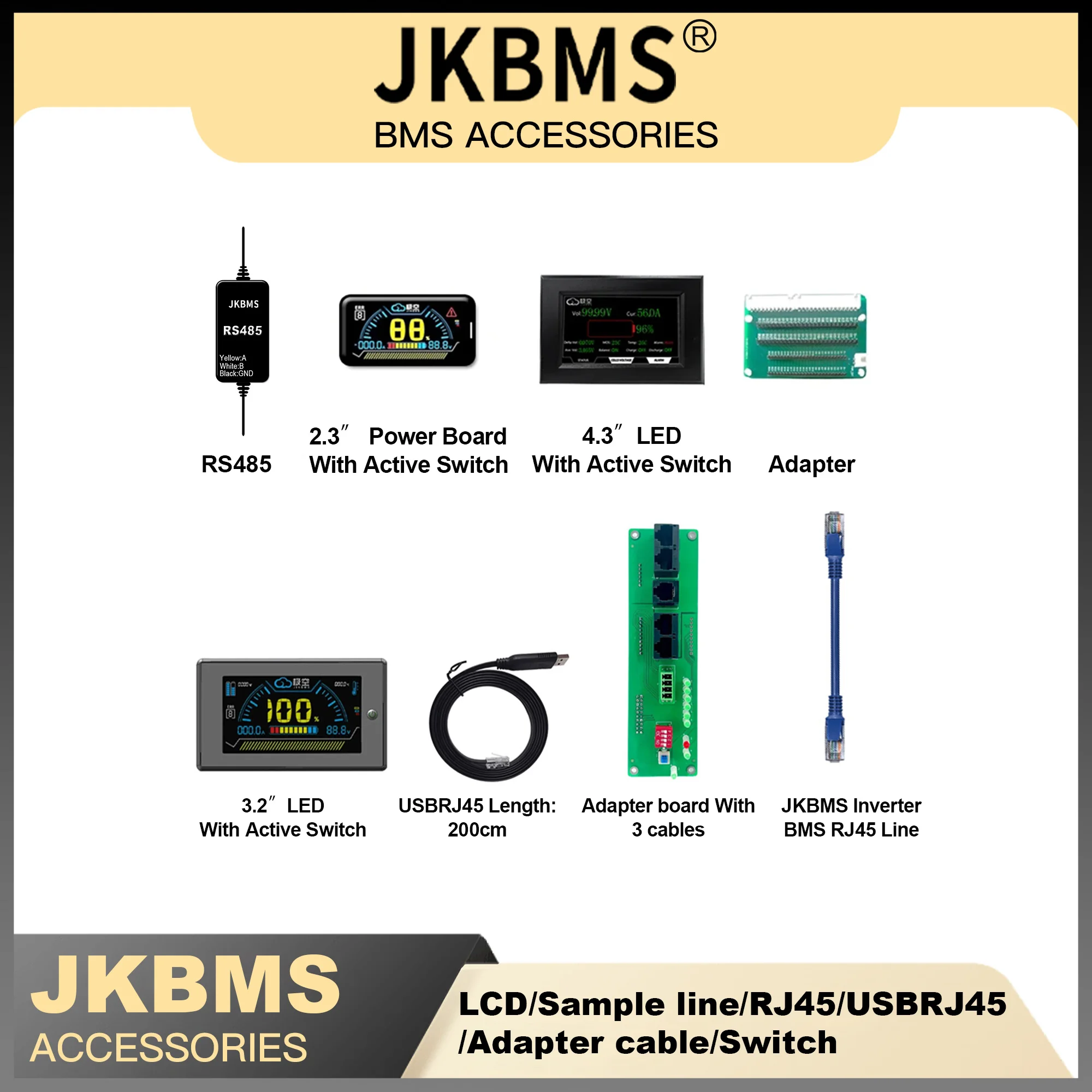 JKBMS RS485 CAN module and LCD display Adapter USBRJ45 RJ45 Sample line Inverter Parts