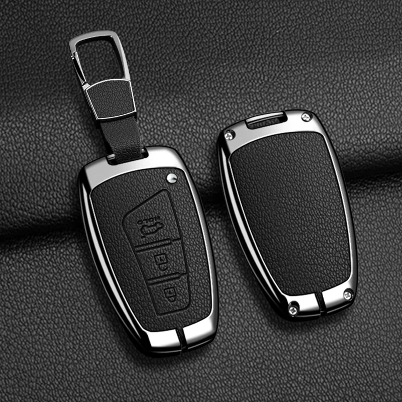 حافظة مفاتيح السيارة الجلدية المصنوعة من سبائك الزنك Hyundai Grand Santa Fe 3DM Ix45 Ix35 Genesis DH Grandeur Azera HG Equus Key Case