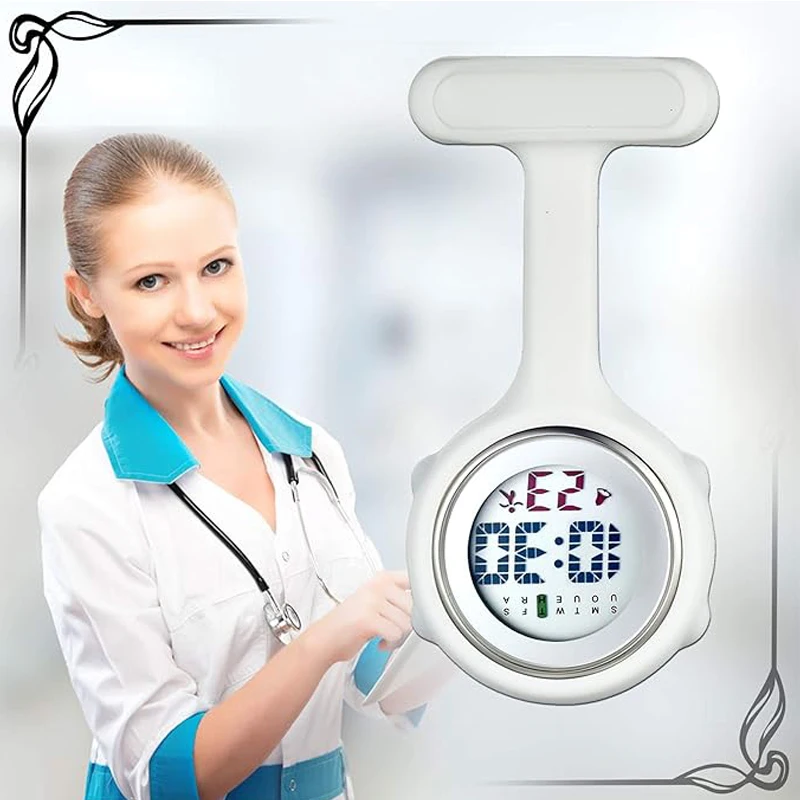 Multifunctional Gel Fob Watch Electronic Brooch Pin Design Pocket Watch Ideal Gift for Nurses Doctors Health Care Professionals