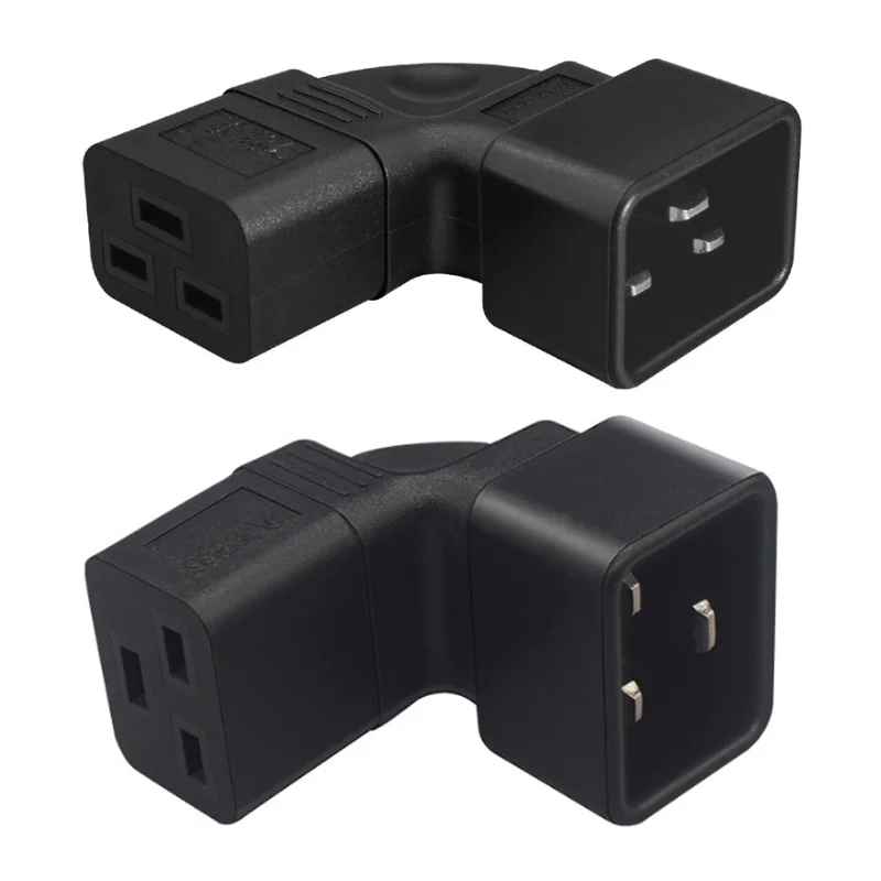 Черное локоть из ПВХ меди 16 А 250 В IEC320-C20 Male к C19 Female PDU UPS конвертер розетки питания сервера
