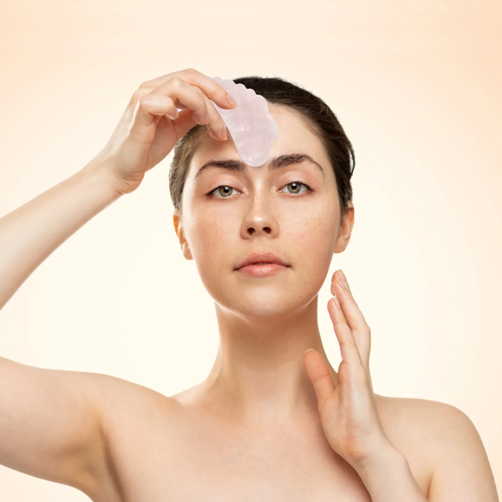 

Pink Crystal Scraping Plate Smooth Facial Massage Tool For Neck Face Wing Care Accessory