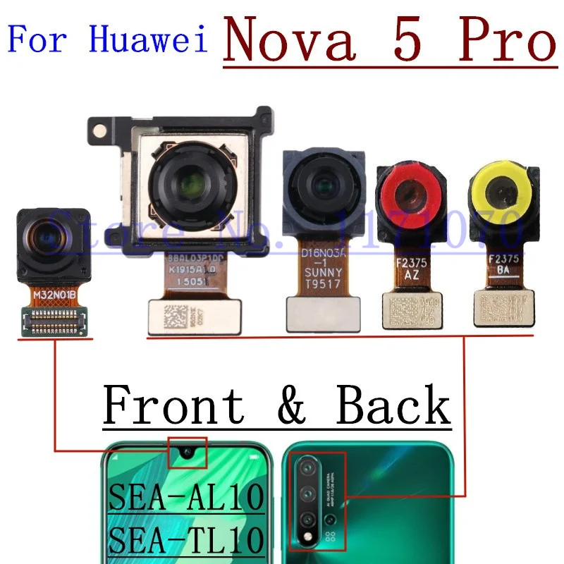 Original Tested Back Big Rear Main Camera Module For Huawei Nova5 Nova 5 Pro Small Facing Front Camera Flex Cable