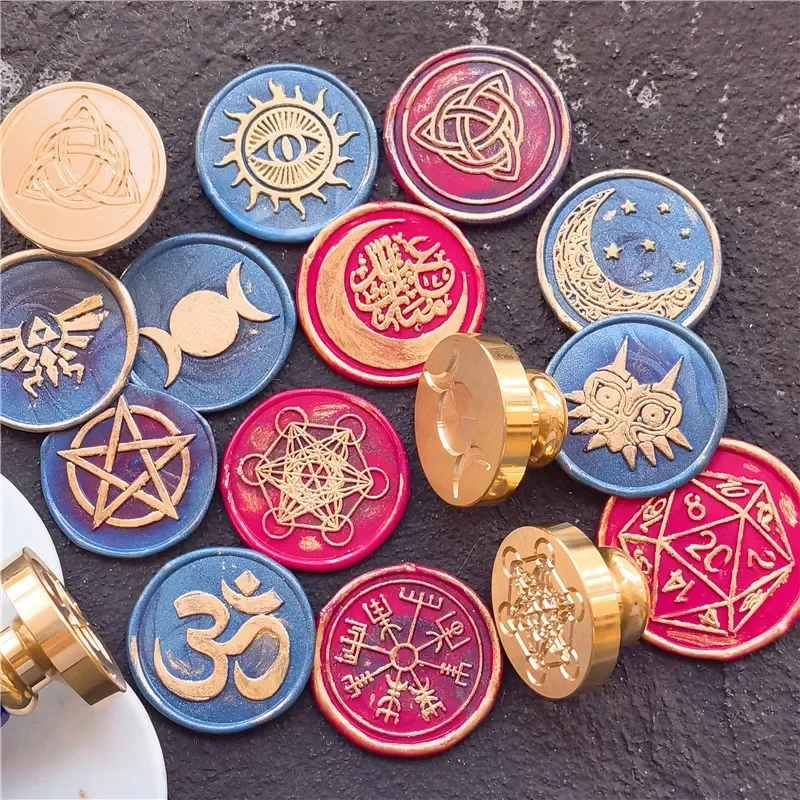 Wax Seal Stamp Head Star Moon Religion Symbol Ramadan Pentacle Pattern Design Logo Scrapbooking Decoration Stamp Brass Head